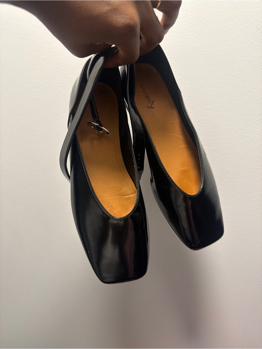 vivianly Mary Jane Shoes for Women Ballet Flats Shoes Buckle Ankle Strap Square